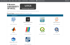 Image of web portal used to access Viper showing application links for Fiji, IGV, Jupyter, Matlab, Paraview, QGIS, QuPath, Rstudio and Stata